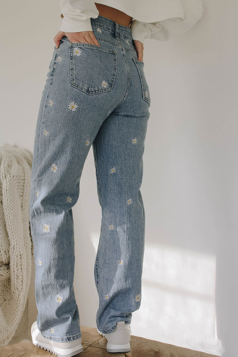 Jeans margaritas tejanos vaqueros pantalones Mardemarbarcelona