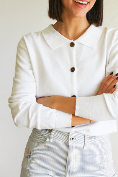 Chaqueta blanca cuello camisero