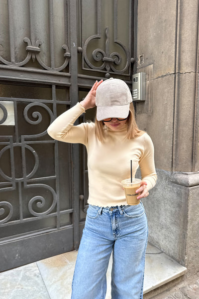 Jersey canalé crema