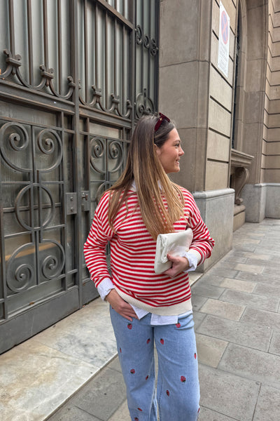 Jersey rayas rojo crudo