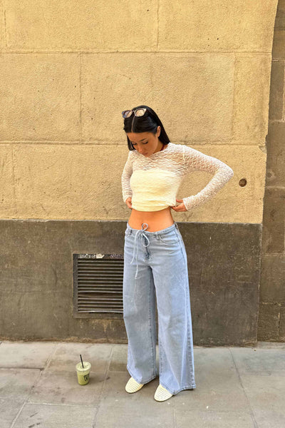 Pantalón denim cordón