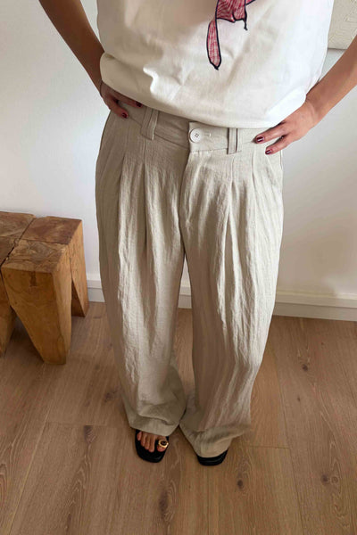 Pantalón fluido beige