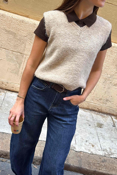 Chaleco beige de punto suave