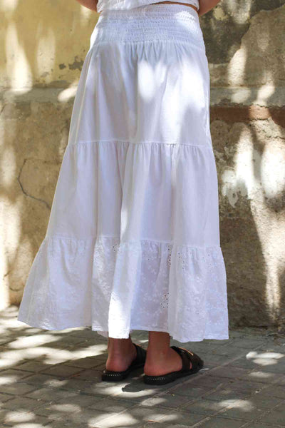 Jupe longue blanche brodée