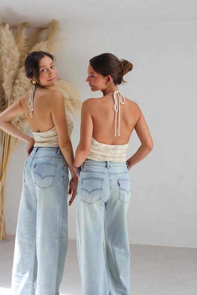 Jeans wide leg azul claro