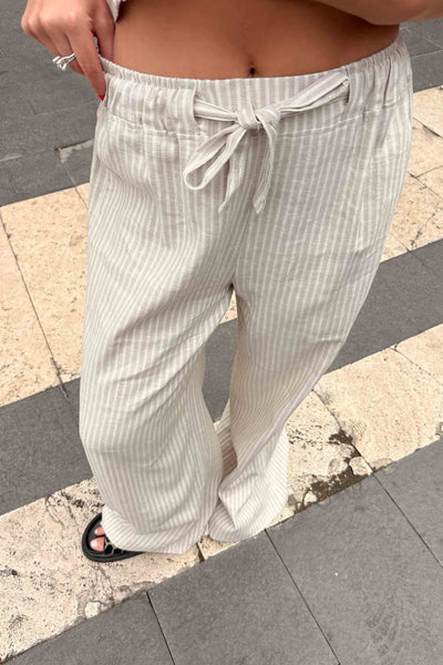 Pantalón rayas beige