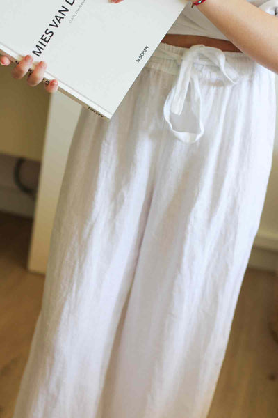 Pantalón ancho lino blanco