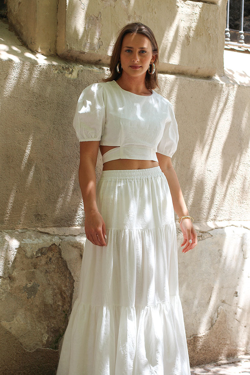 Con Mangas Globo Blusa Abullonada Blanca Blusa Manga Larga