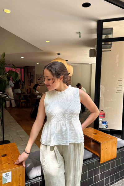 Top smock blanco